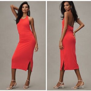 Anthropologie Slinky Knit Halter Dress New Tags Cherry Tomato Small